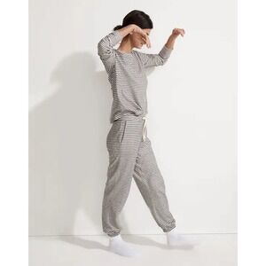 Madewell Striped Saunter Lounge Set Sz S Pajamas Long Sleeve Jogger Black White